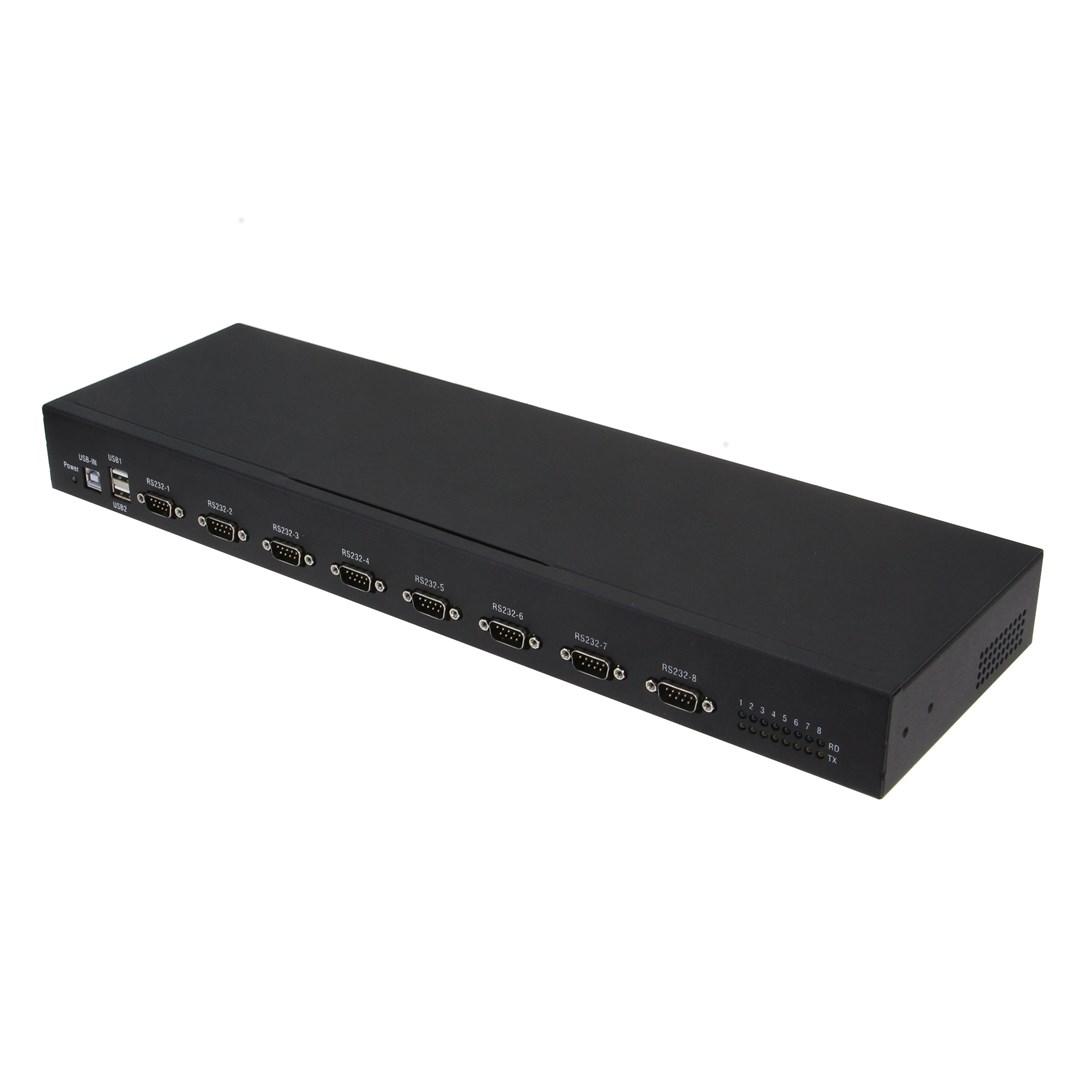 USB 2.0 til RS-232 konverter/repeater/isolator - 8-port, sort (RealPower 284513)