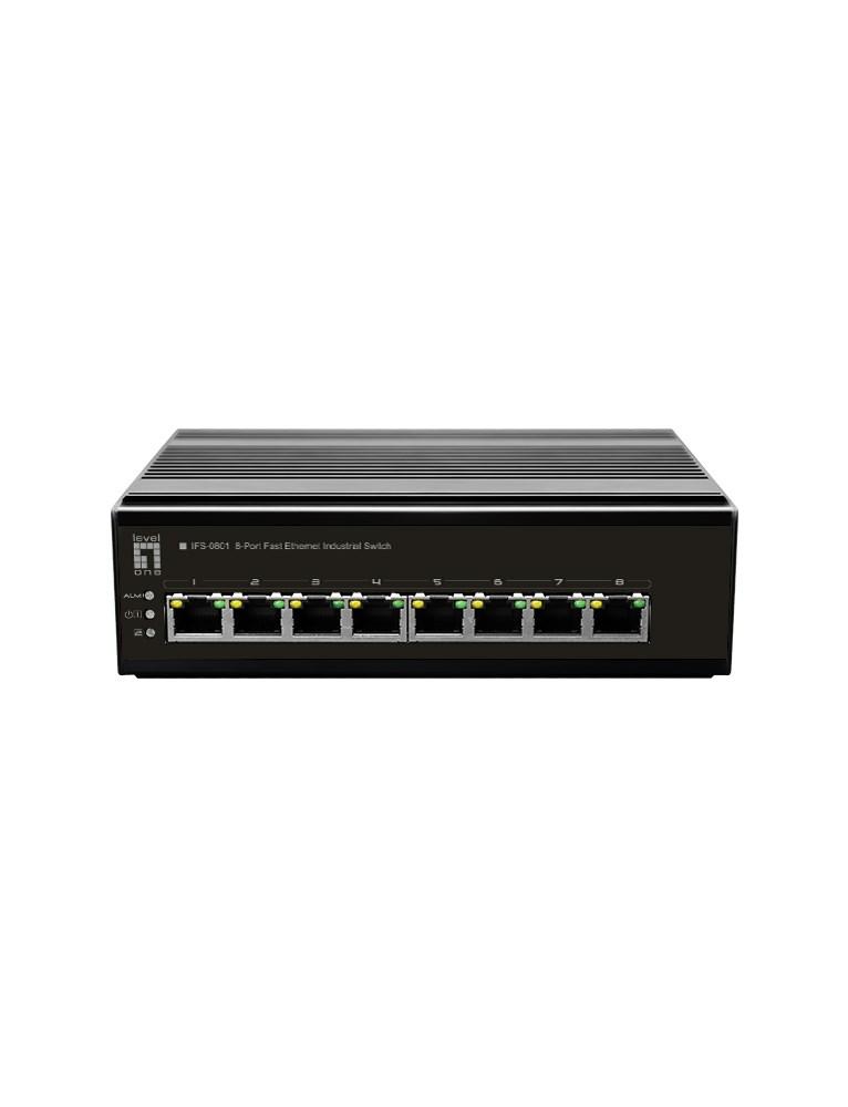 LevelOne IFS-0801 - 8-port Fast Ethernet industriswitch, DIN-skinne, -40°C til 75°C billede