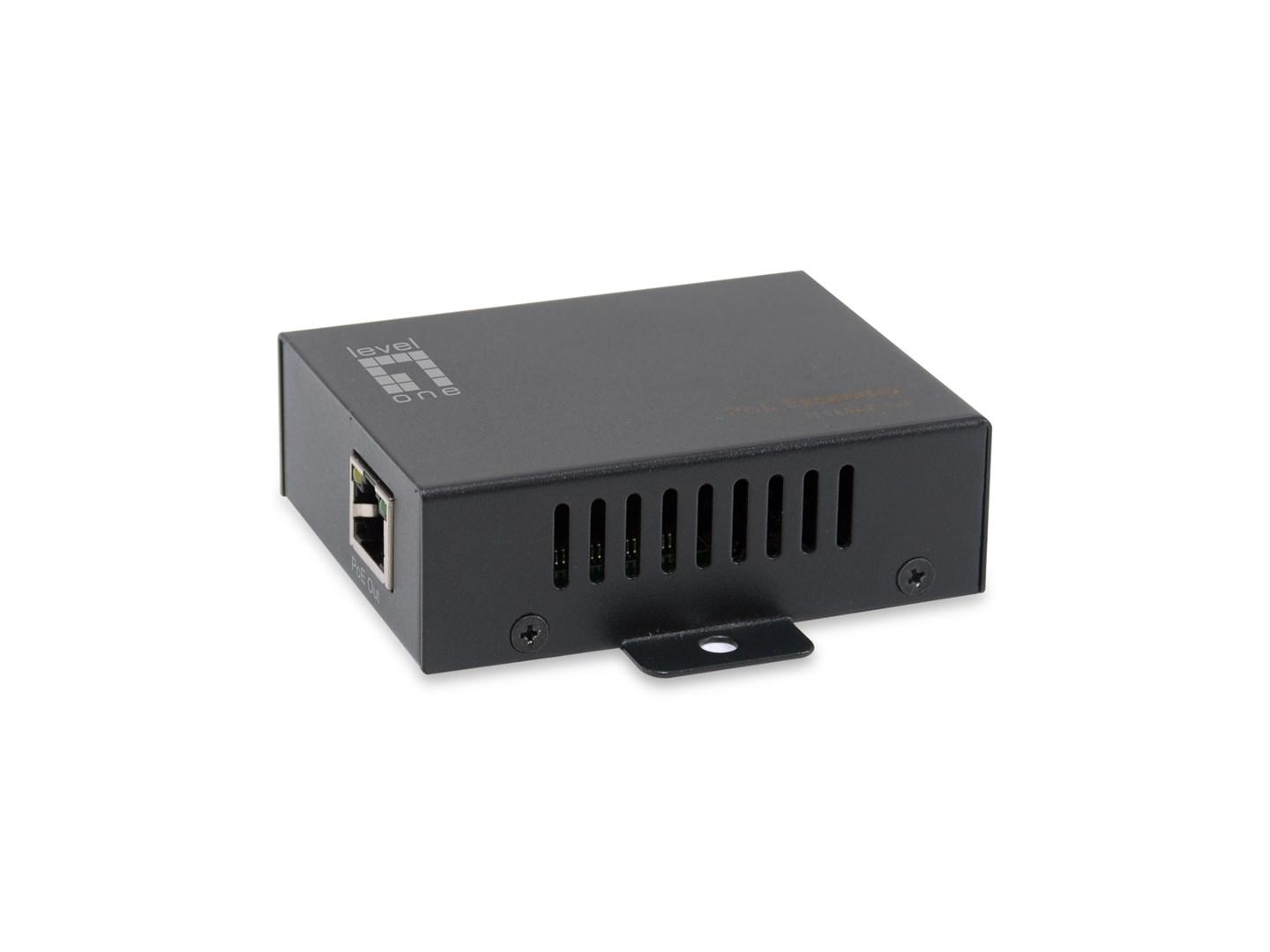 LevelOne 1-port RJ-45 Gigabit PoE-repeater - sort billede
