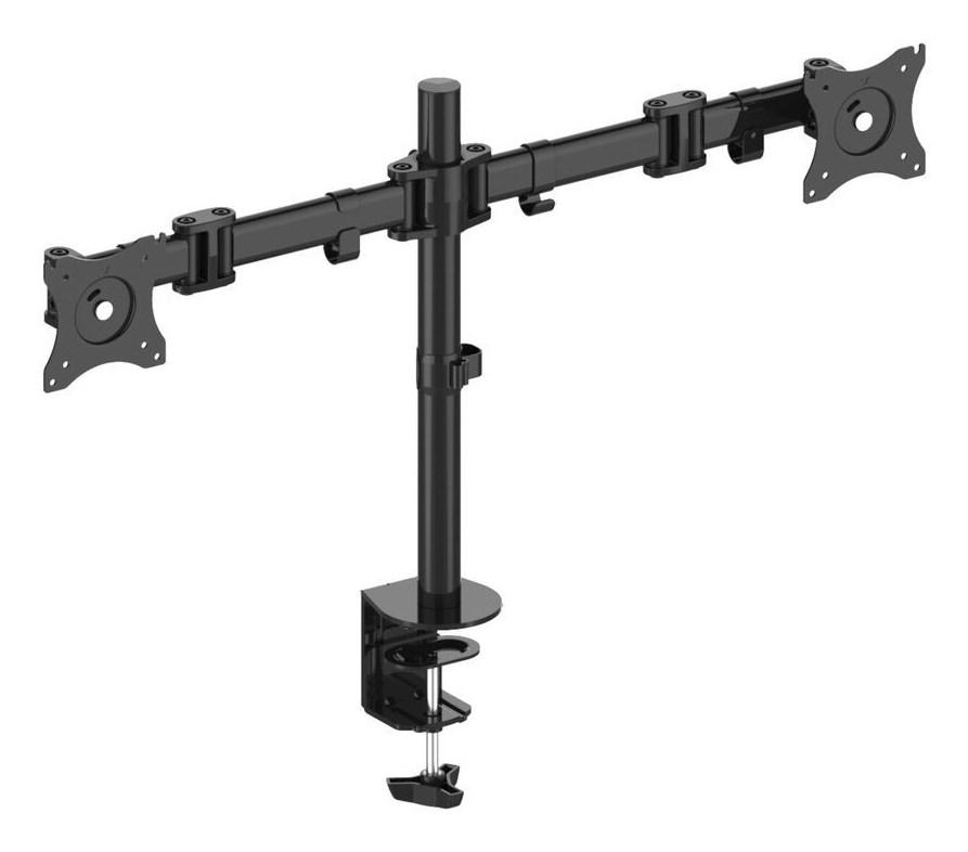 PureMounts PM-OFFICE-02 dobbelt sk��rmholder til bord - op til 27", sort