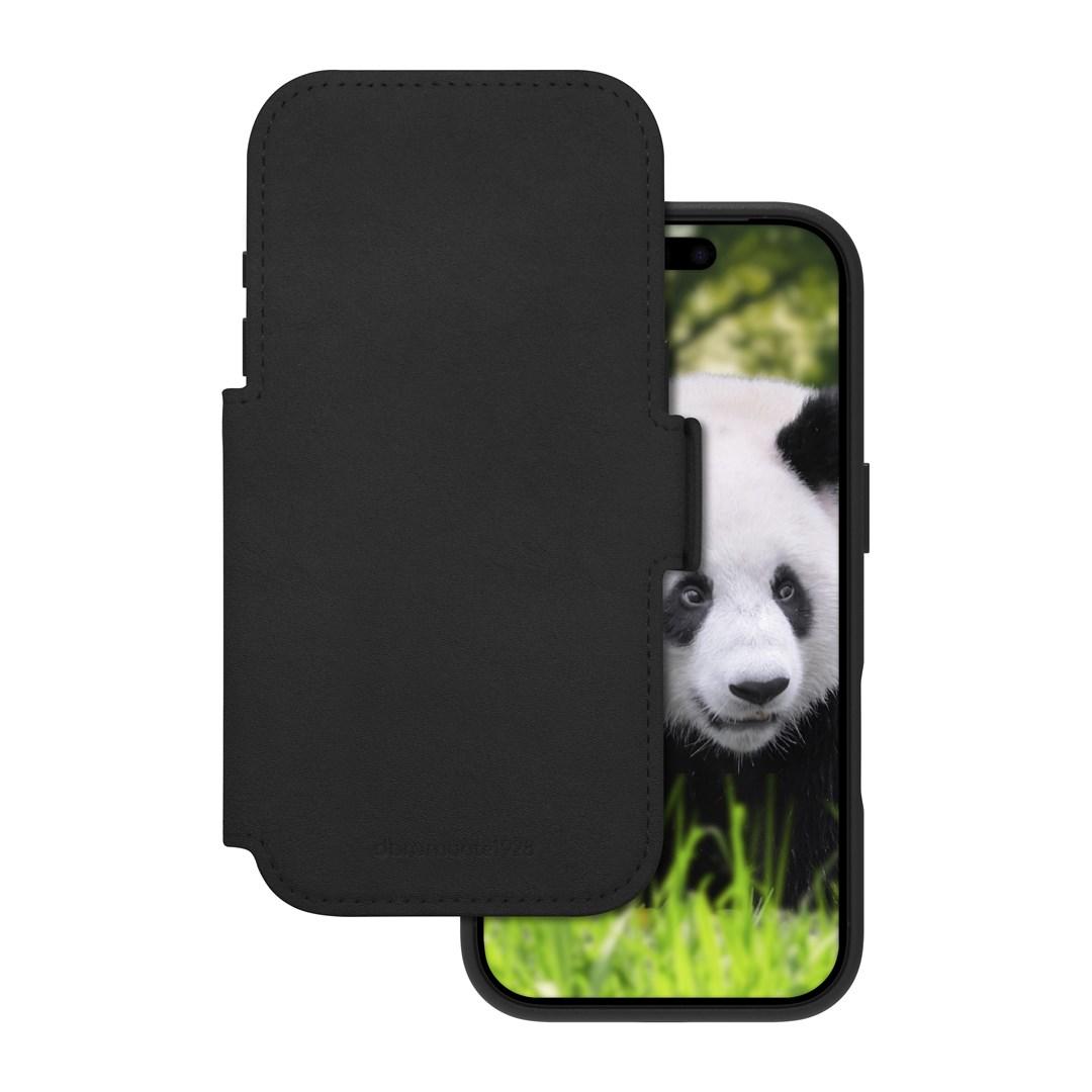 Folio-cover i læder med kortholder og MagSafe - sort (Lynge MS) billede