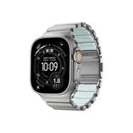 NOMAD Stratos Band - titaniumrem til Apple Watch 49 mm med FKM (natural titanium/icy blue glow)