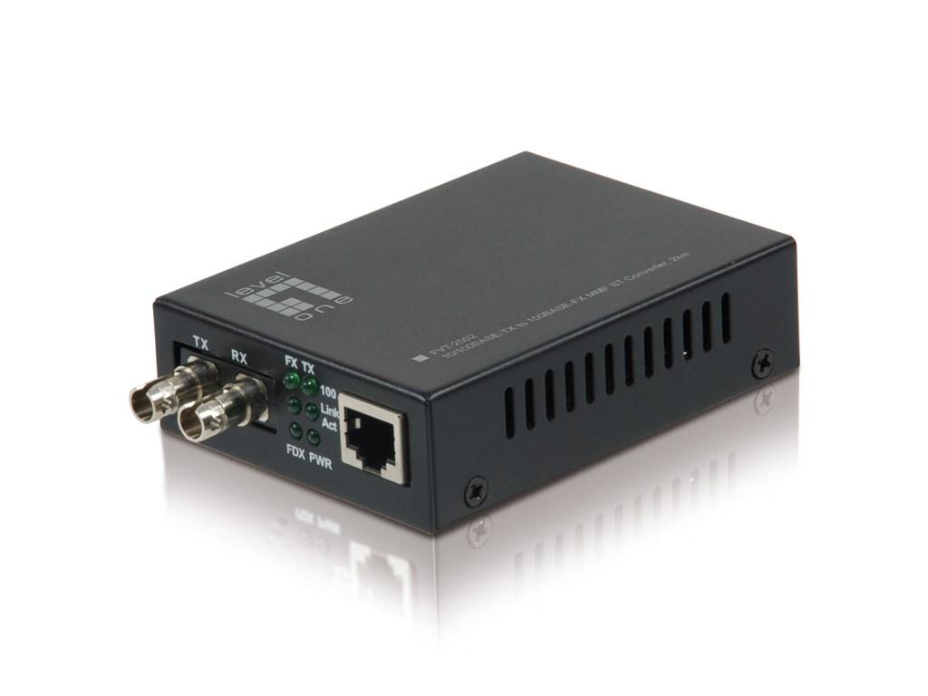 LevelOne FVT-2002 RJ45 til ST Fast Ethernet mediekonverter, multimode fiber 2 km billede