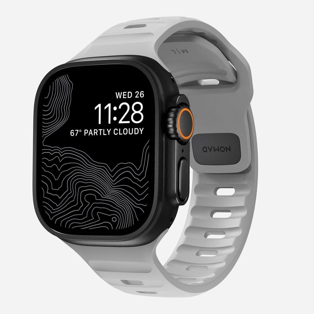 Nomad Sport urrem til Apple Watch - Lunar Gray gummi (160-195 mm) billede