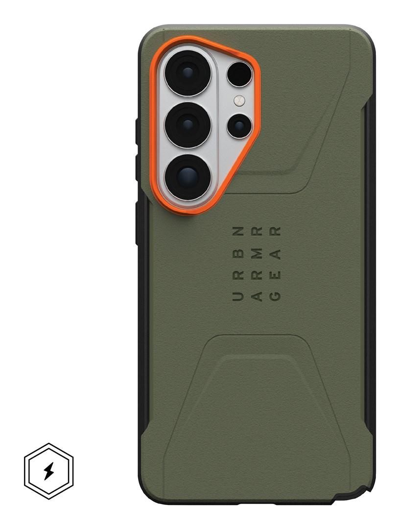 Civilian cover til Samsung, 6,9" - orange/oliven (magnetisk opladning) billede