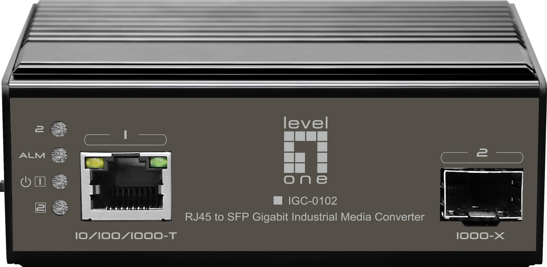 LevelOne IGC-0102 mediekonverter - RJ45 til SFP, 1000 Mbit/s, sort billede