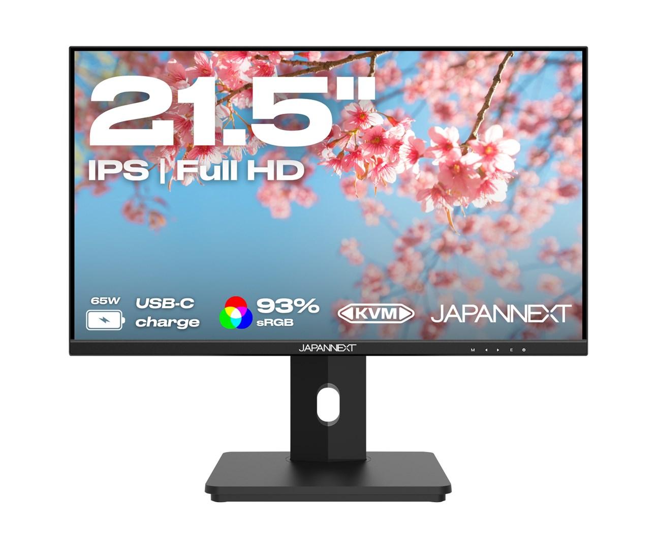 JAPANNEXT JN-I215FLFHSP-C65W 21,5" IPS Full HD skærm - USB‑C 65 W, KVM, sort