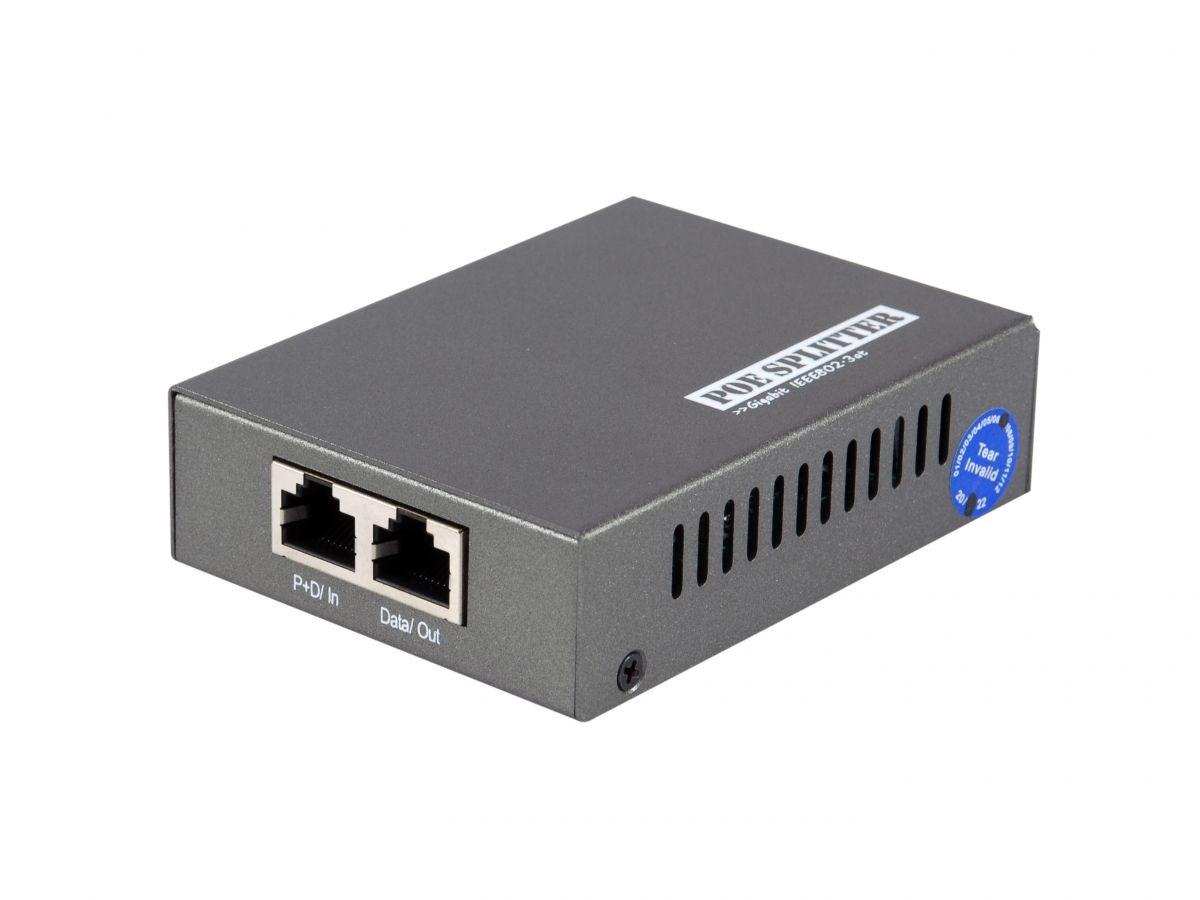 Gigabit PoE-splitter 802.3at/af - justerbar 5/12/18 V DC, 25 W