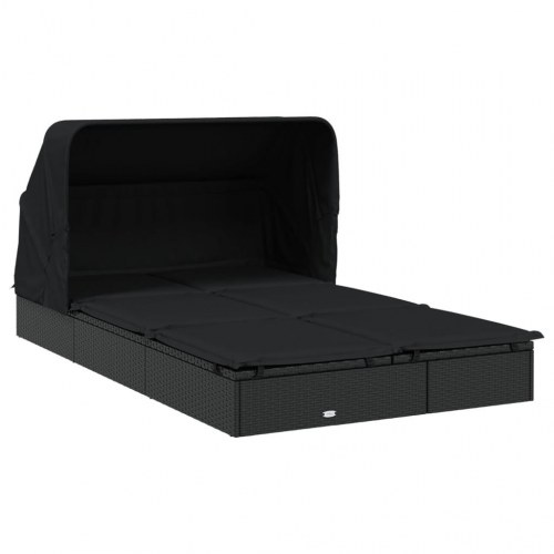 2-personers solseng foldbart tag 213x118x97 cm polyrattan sort (OUTLET A)