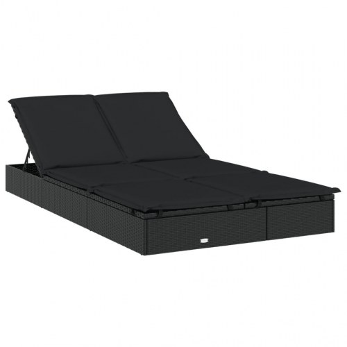 2-personers solseng foldbart tag 213x118x97 cm polyrattan sort (OUTLET A)