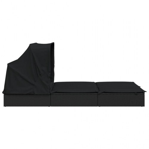 2-personers solseng foldbart tag 213x118x97 cm polyrattan sort (OUTLET A)