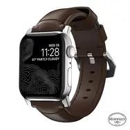 Nomad Traditional rem til Apple Watch 46/49 mm - Horween-læder, Rustic Brown med sølvspænde