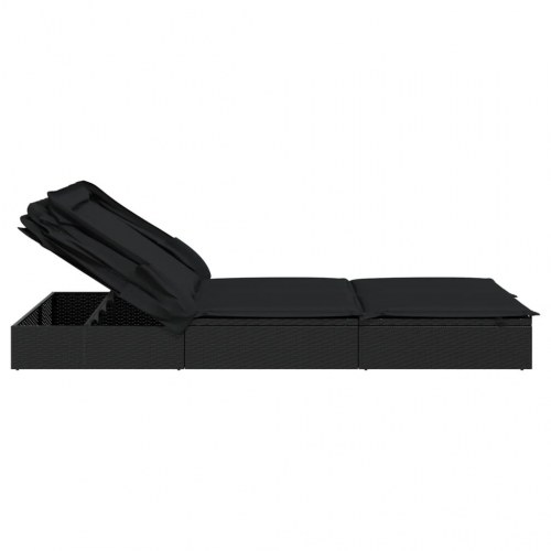 2-personers solseng foldbart tag 213x118x97 cm polyrattan sort (OUTLET A)