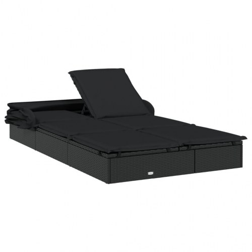 2-personers solseng foldbart tag 213x118x97 cm polyrattan sort (OUTLET A)