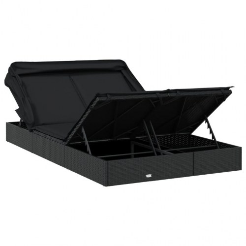 2-personers solseng foldbart tag 213x118x97 cm polyrattan sort (OUTLET A)