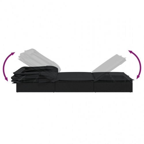 2-personers solseng foldbart tag 213x118x97 cm polyrattan sort (OUTLET A)
