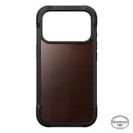 Nomad Rugged lædercover til iPhone 17 Pro - MagSafe, Horween-læder, rustic brown