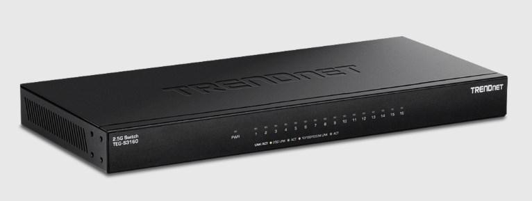 TRENDnet TEG‑S3160 unmanaged 2,5G Ethernet switch - 16 porte, desktop/rack, sort billede