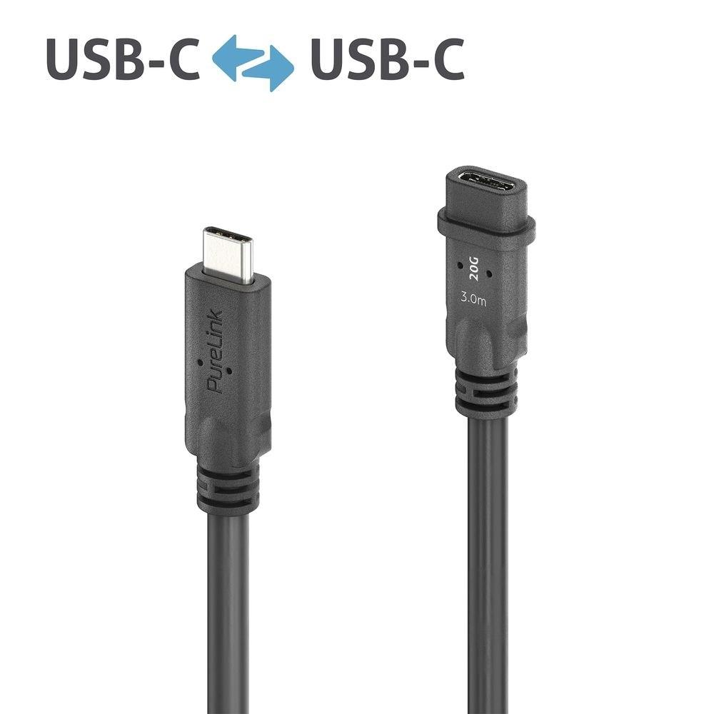 PureLink PI6630-030 USB4 USB-C forlængerkabel 3 m - 20 Gbit/s, 100 W, sort