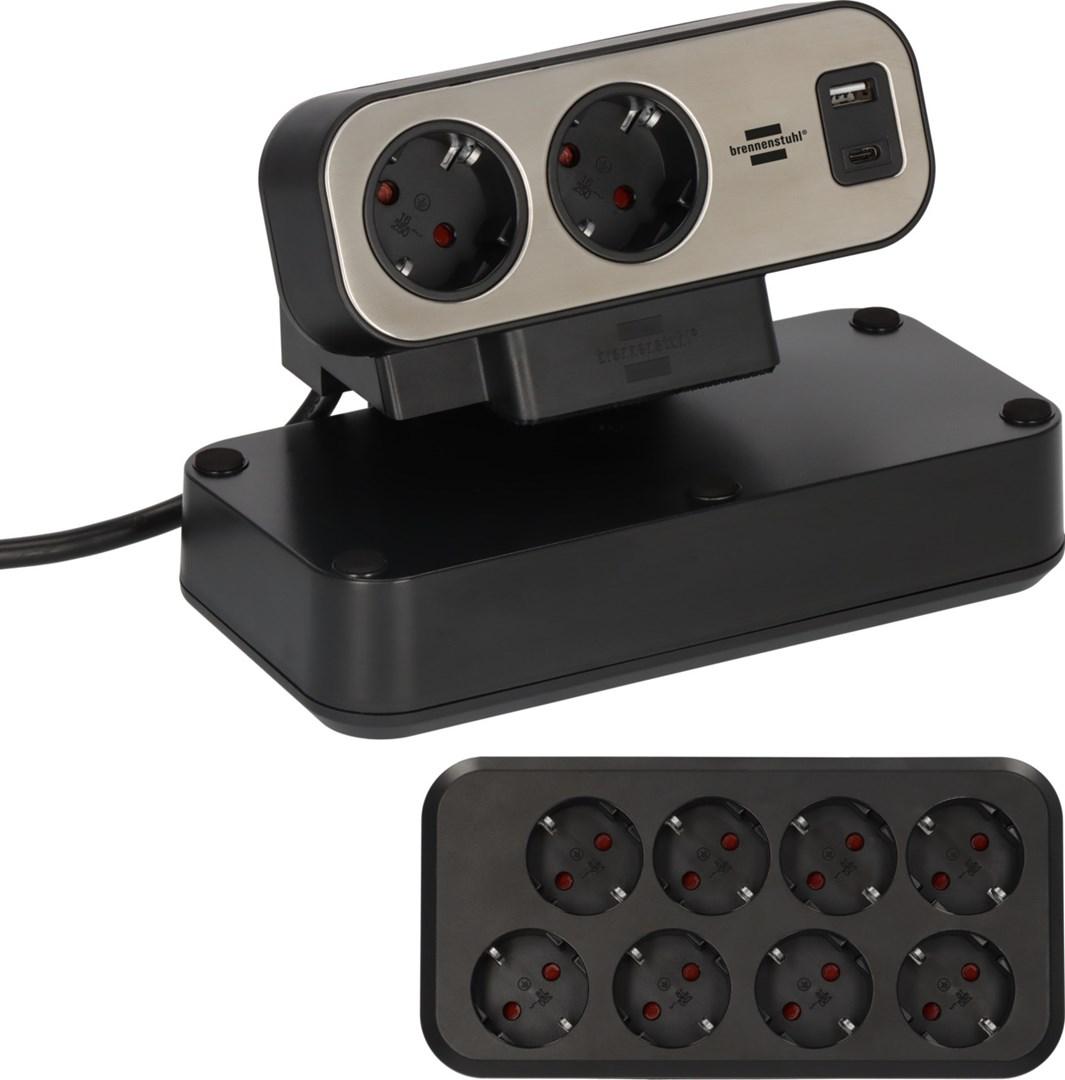 Brennenstuhl skrivebordsstikdåse med USB-A og USB-C - 10x Schuko billede