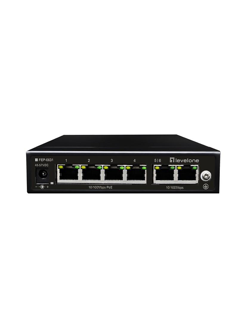 LevelOne FEP-0631 PoE switch - 6-port 10/100 Mbit/s, sort billede