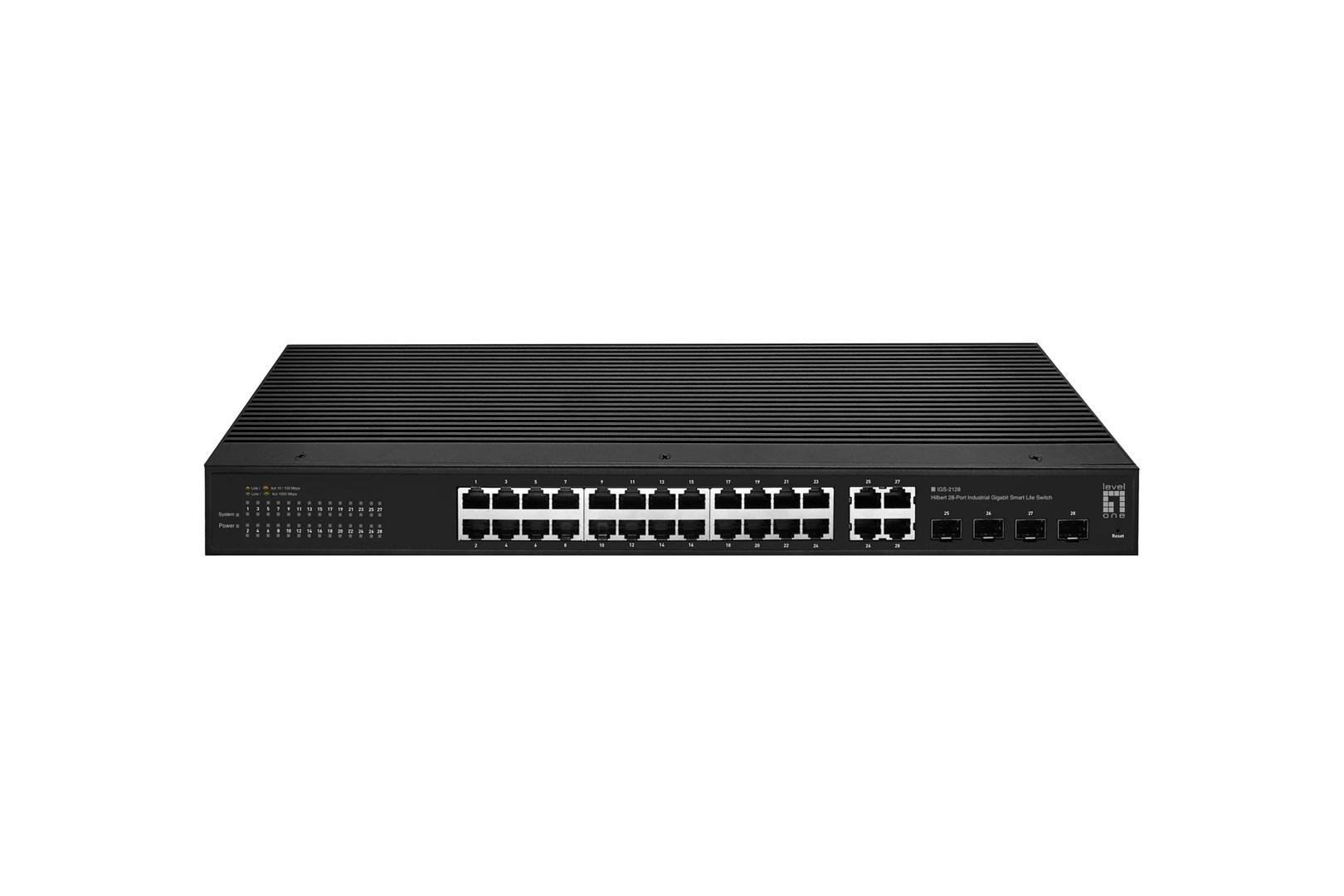 LevelOne Hilbert 28-port industriel Gigabit Smart Lite switch - 24x RJ45, 4x SFP/RJ45 combo billede