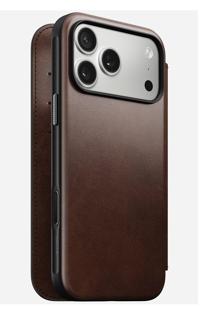 Nomad Modern Leather Folio etui til mobil - 6,3" (16 cm), rustik brun