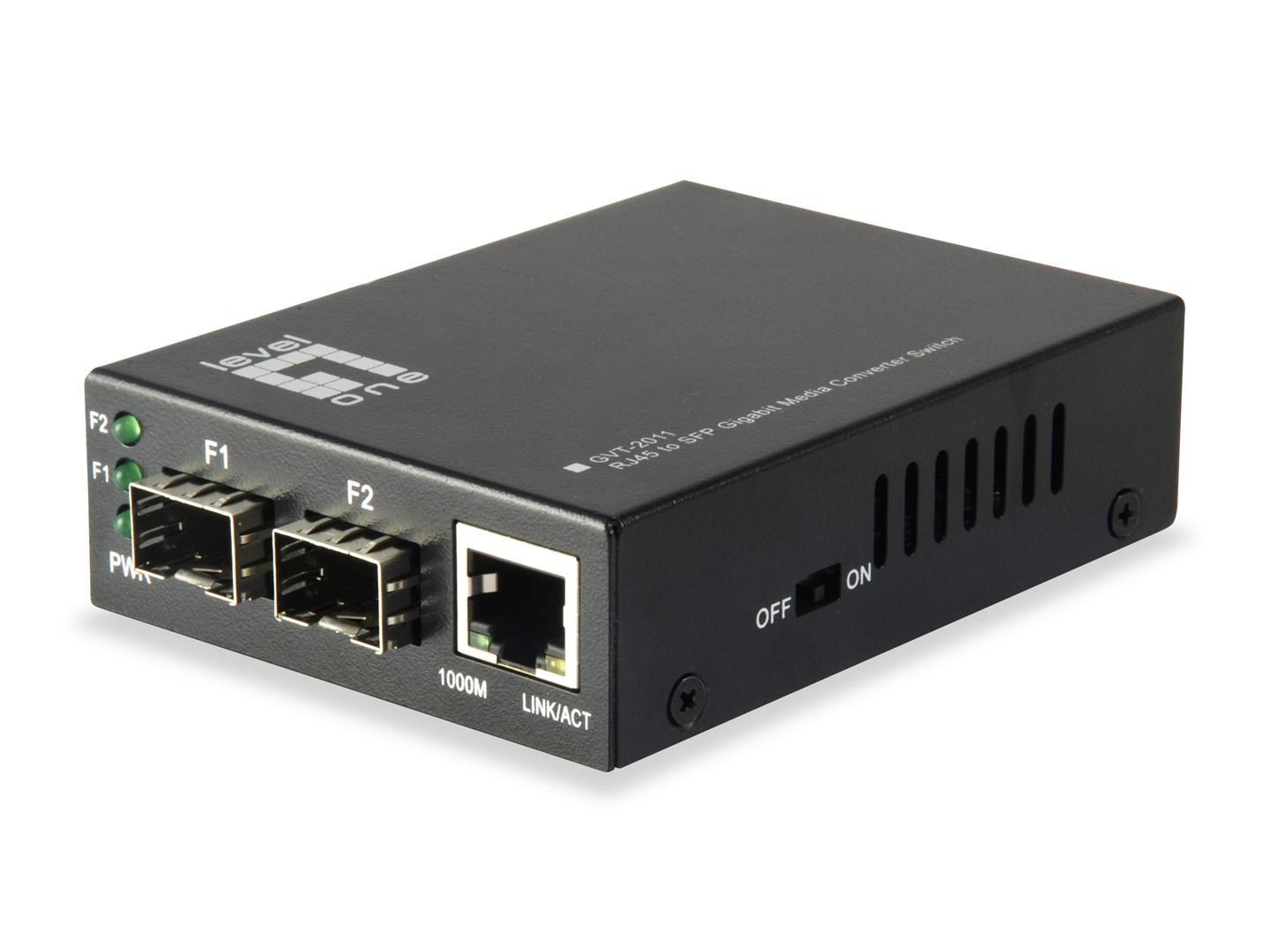 LevelOne GVT-2011 RJ45 til SFP Gigabit mediekonverter-switch - 2× SFP, 1× RJ45 billede