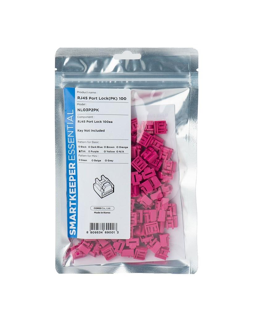 Portlås til RJ‑45 - pink, polybag (100 stk.) billede