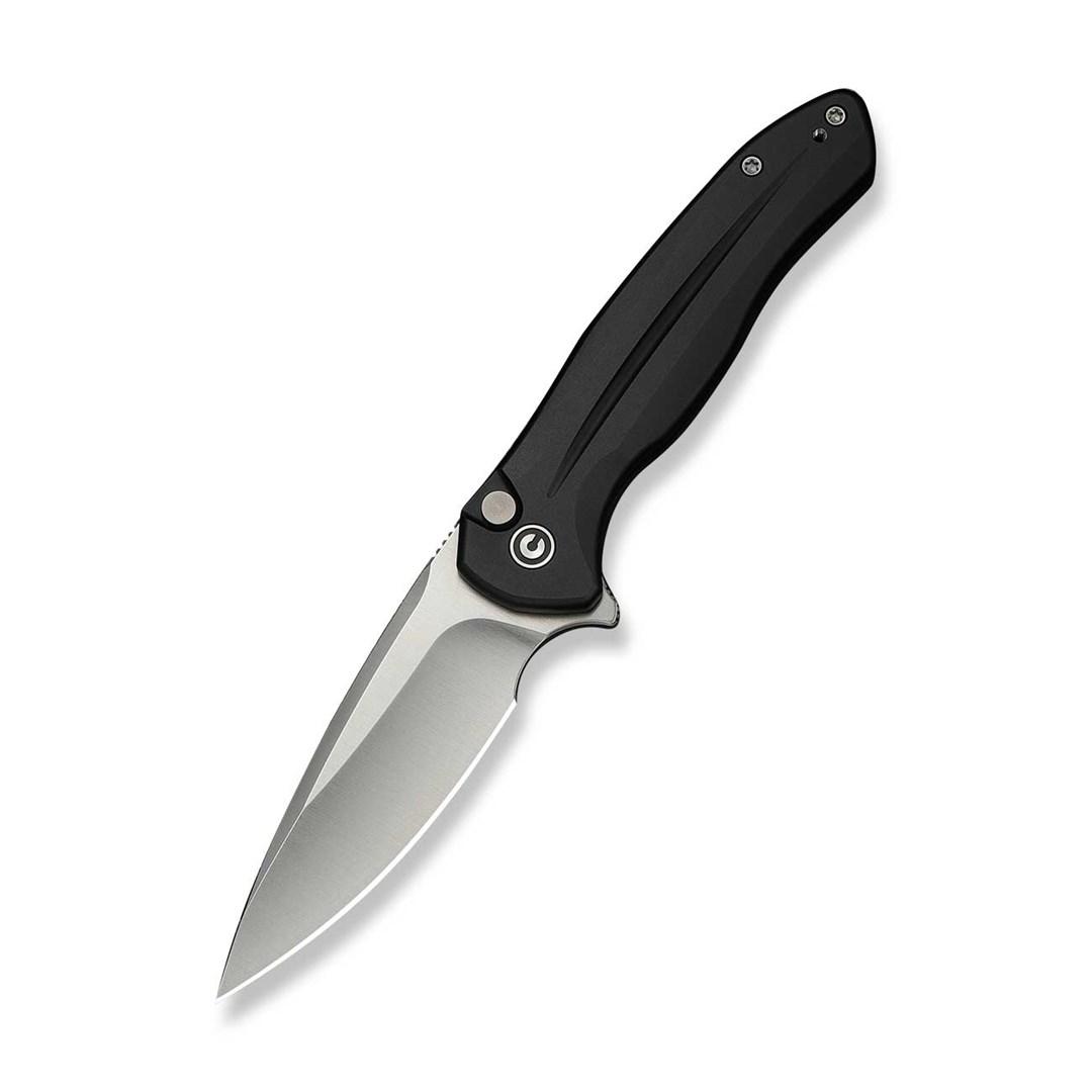Civivi Kitefin foldekniv med knaplås - sort aluminium, 14C28N