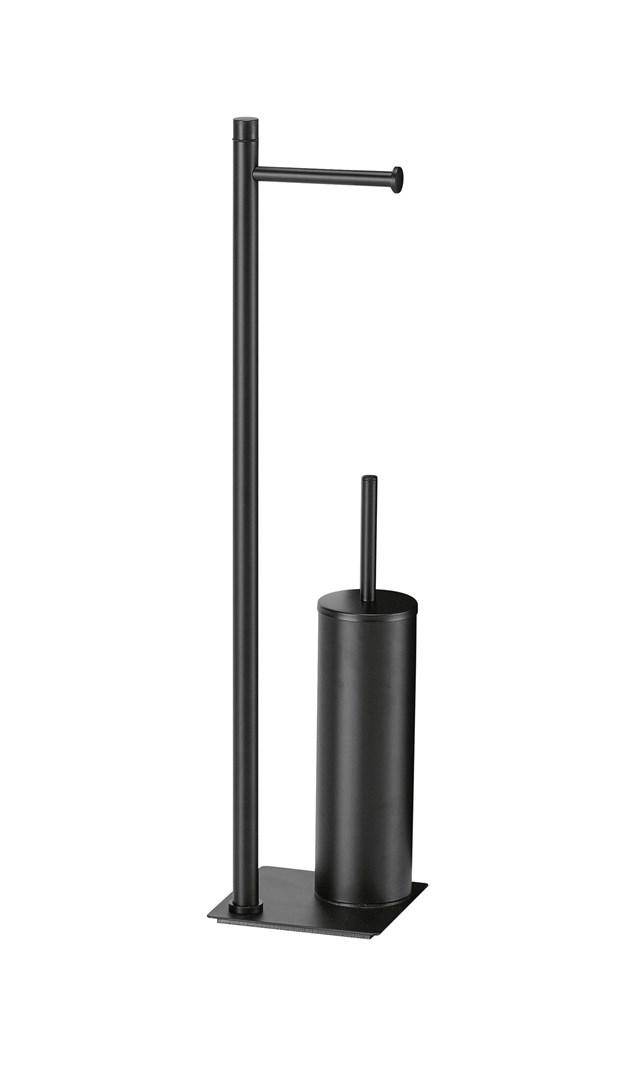 Fritstående toiletbørste med toiletpapirholder - Trilly TR3214, mat sort