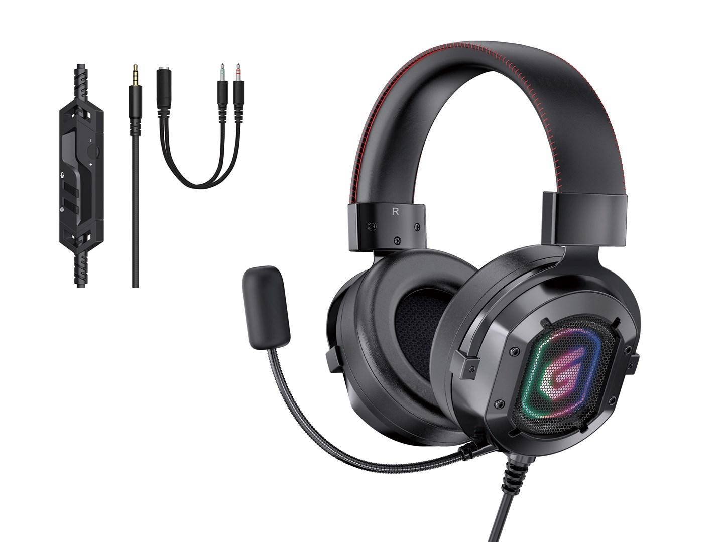 Conceptronic ATHAN stereo gaming-headset med RGB-lys billede