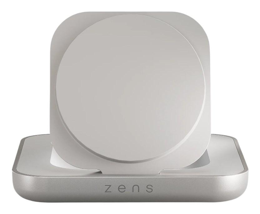Zens Magnetic Nightstand Charger - magnetisk Qi2 oplader til natbord (hvid/sølv) billede