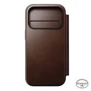 Nomad Modern Leather Folio - lædercover til iPhone 17 Pro med MagSafe, Horween-læder, rustic brown