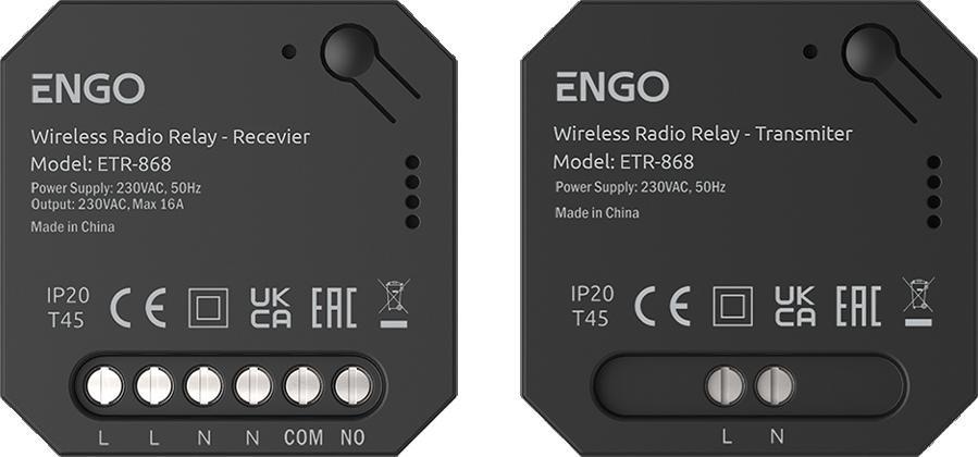 ETR-868 - Trådløs sender+modtager, radiostyret, 868Mhz, 230V