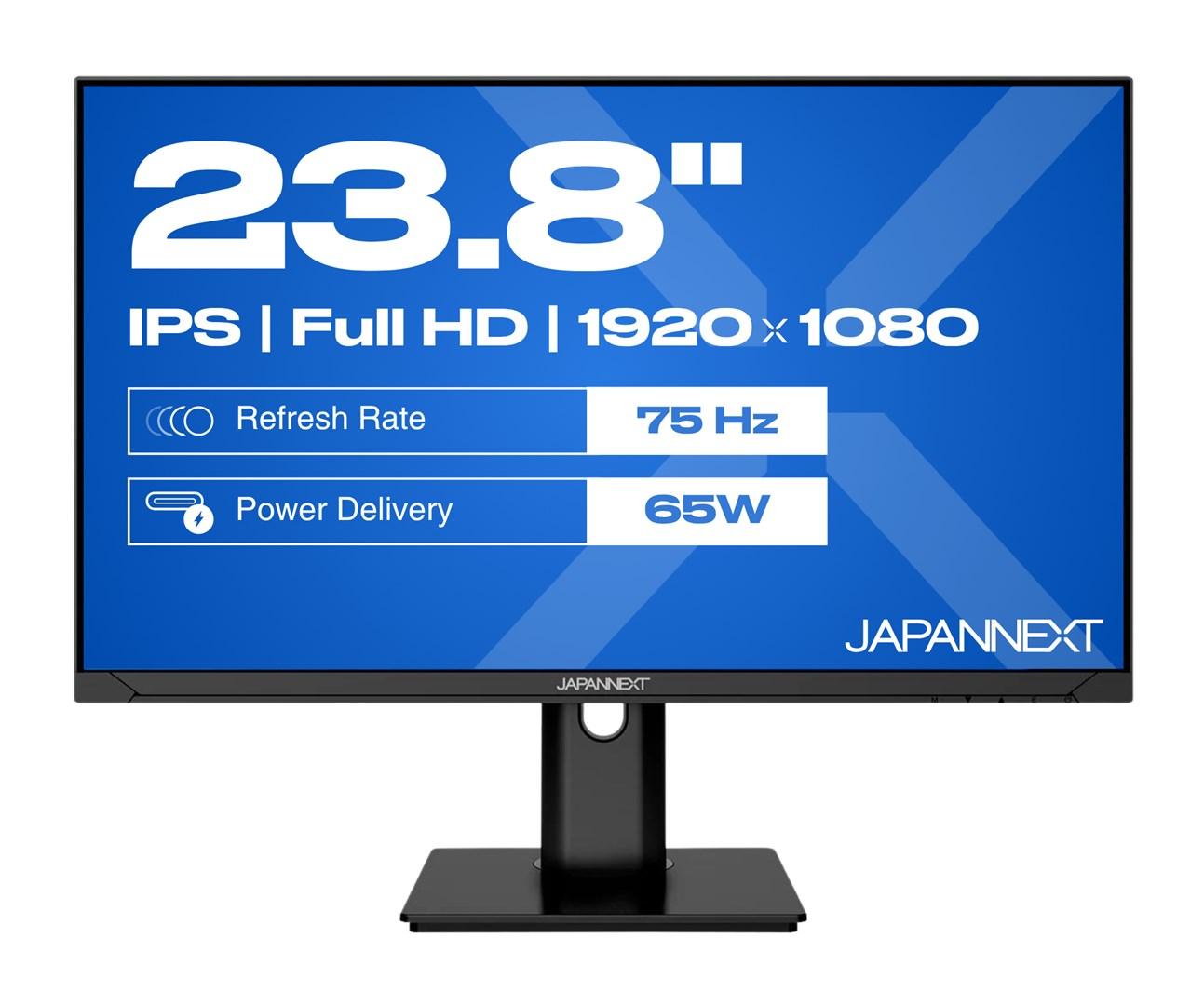 JAPANNEXT JN-IPS238FHDR-C65W-HSP 23,8" IPS skærm - Full HD, 75 Hz, sort