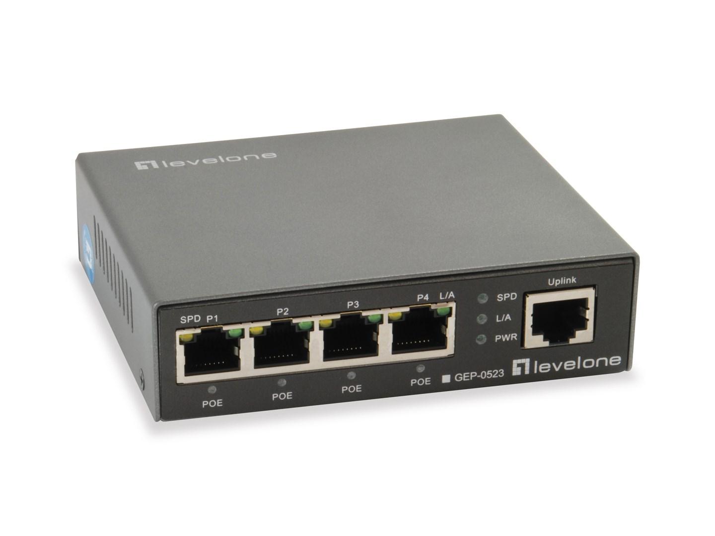 LevelOne GEP-0523 - 5-port gigabit PoE-switch, 4x PoE, 60 W billede