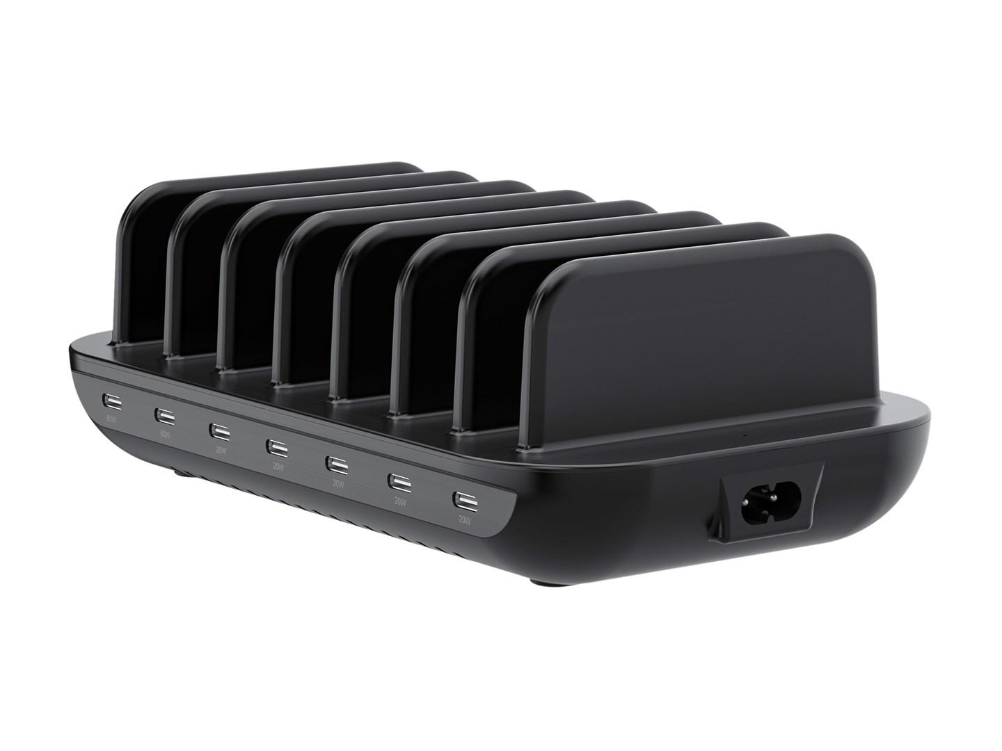 Conceptronic OZUL07B USB-C ladestation 160 W - 7 porte, PD 3.0 billede
