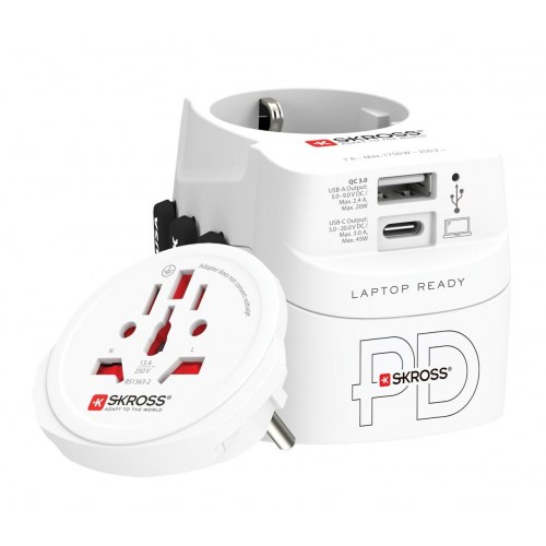 Rejseadapter Skross PRO Light USB AC45PD - World