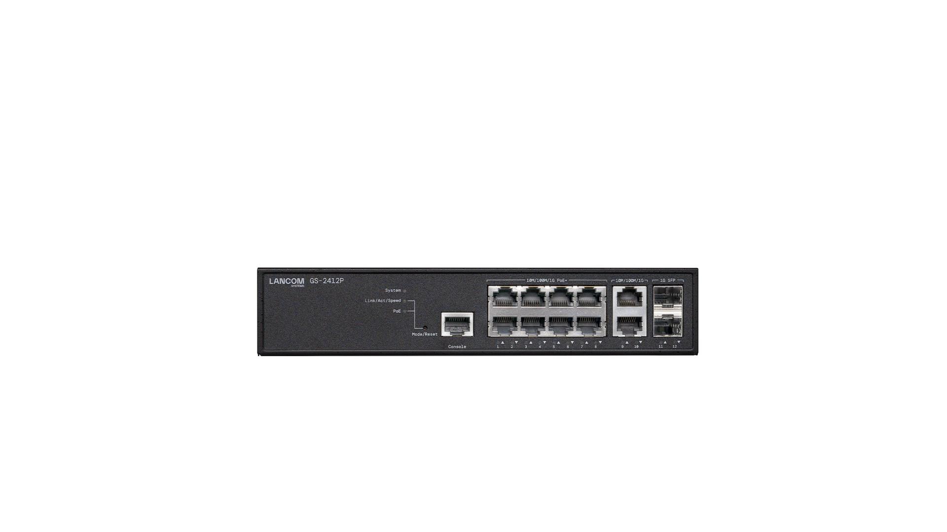 GS-2412P administrerbar L2+ Gigabit switch med PoE - sort billede