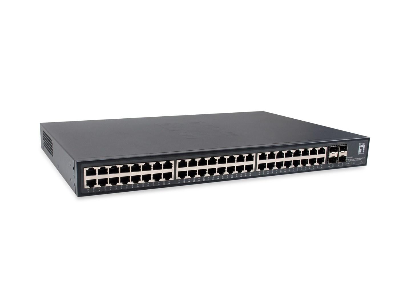 LevelOne GTU-5211 - 48-port unmanaged Gigabit switch, sort billede