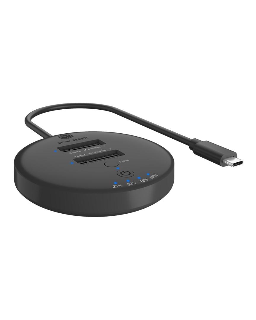 ICY BOX IB-1612MCL-C31 USB-C kloner/dual M.2 SSD-docking - Sort billede