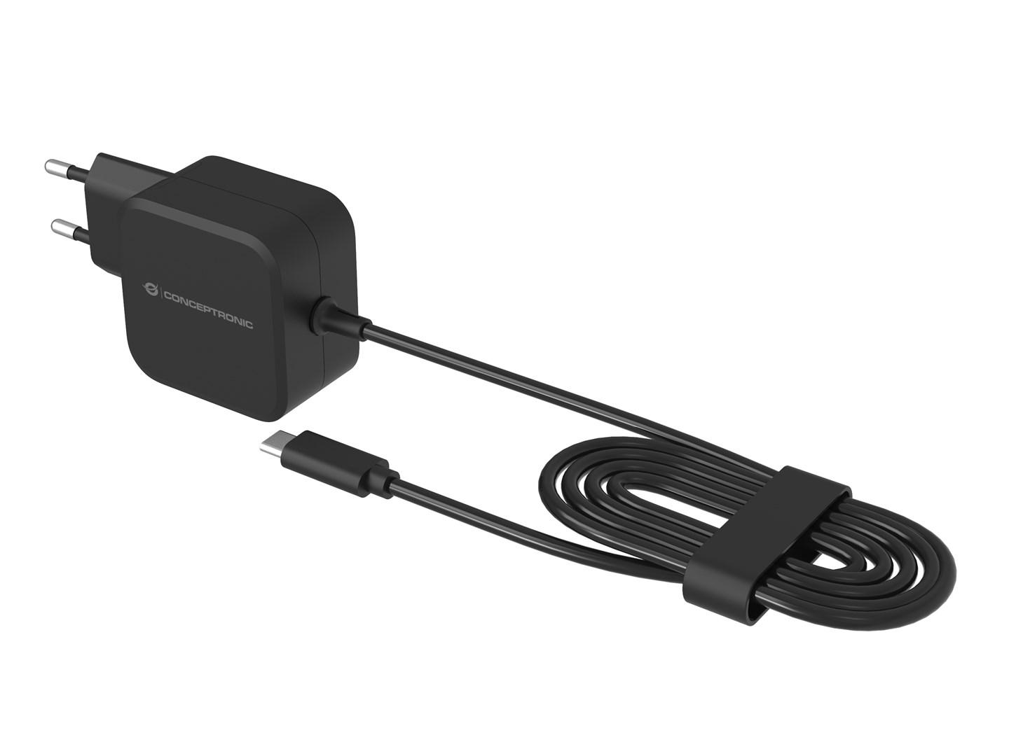 OZUL04BE 67 W GaN USB PD vægoplader med indbygget USB‑C-kabel billede