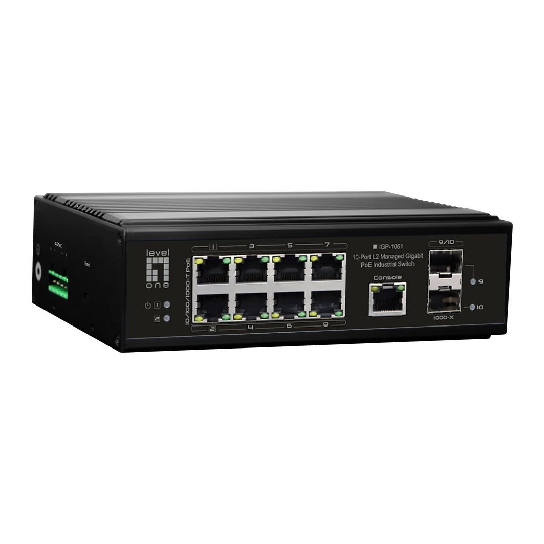 LevelOne IGP-1061 - 10‑ports L2 administreret Gigabit PoE-switch, sort billede