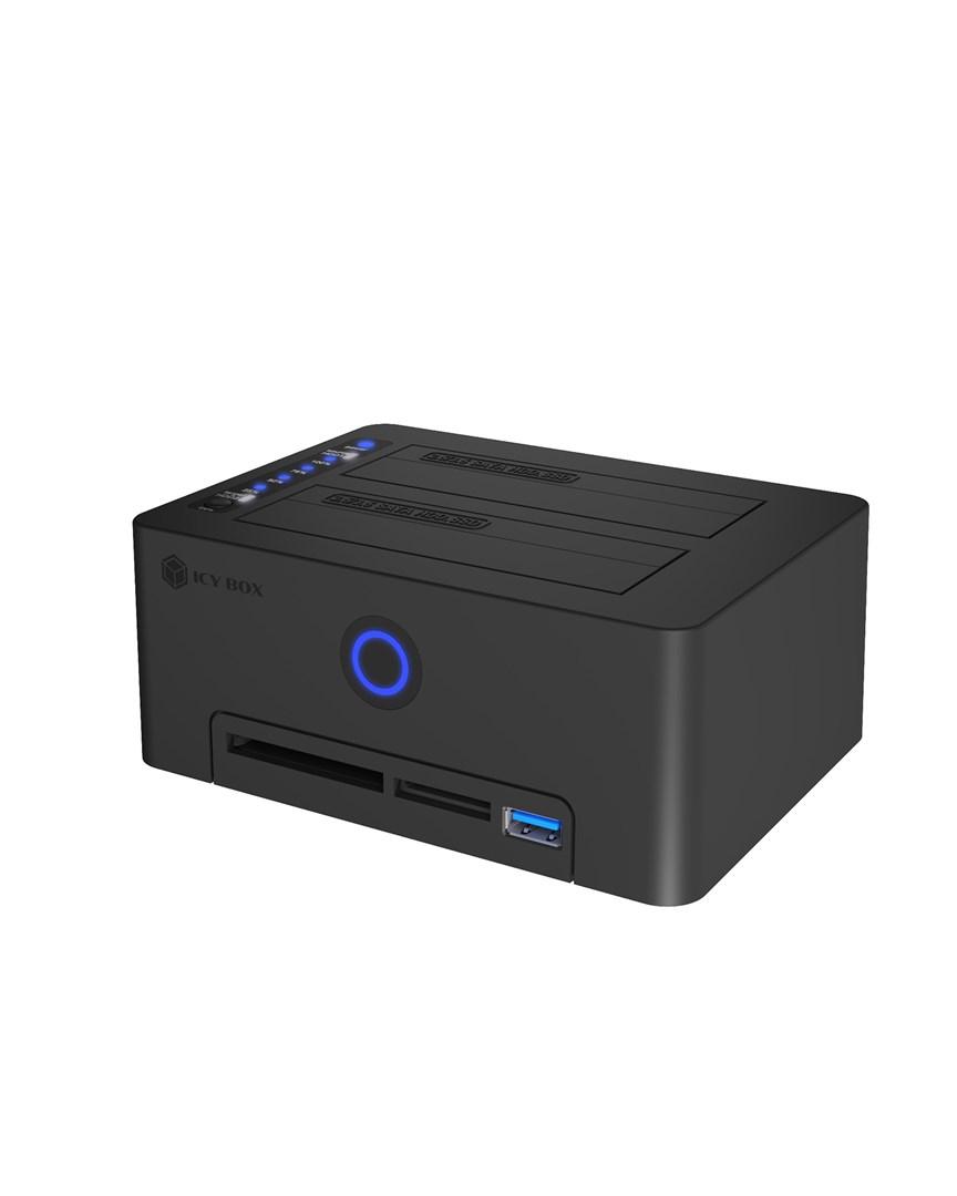 ICY BOX IB-1233CL-CR dockingstation til 2x SATA-drev, USB 3.2 Gen 1 Type-A - sort billede