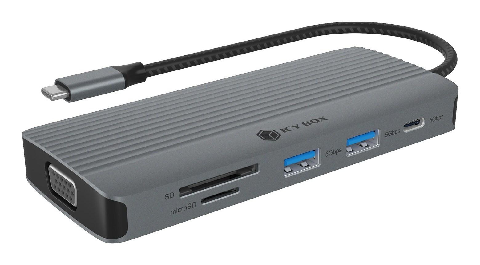 ICY BOX IB-DK4040a-CPD USB-C dockingstation - aluminium, sølv billede
