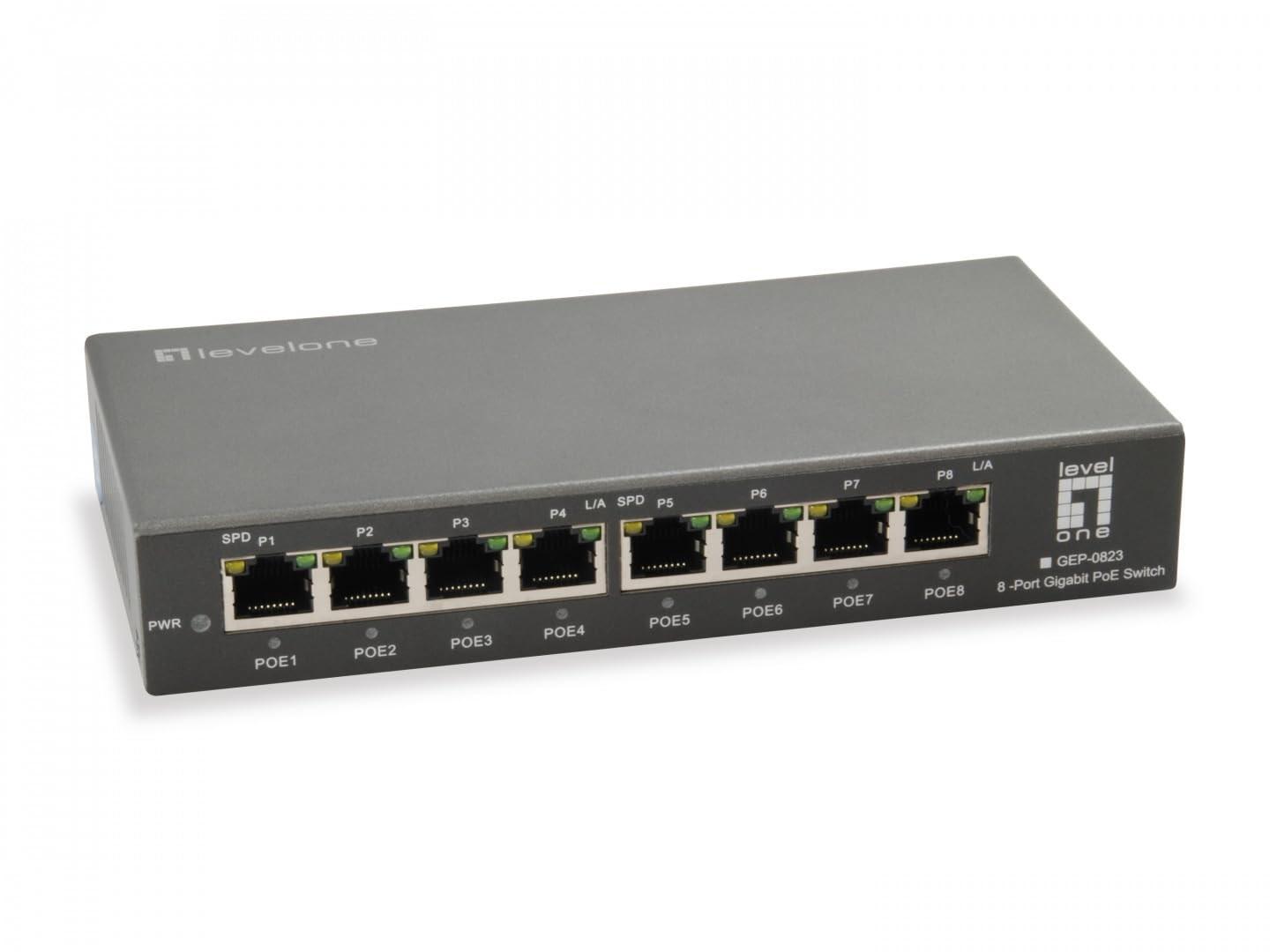 LevelOne GEP-0823 - 8-port Gigabit PoE switch (802.3at/af, 120 W) billede