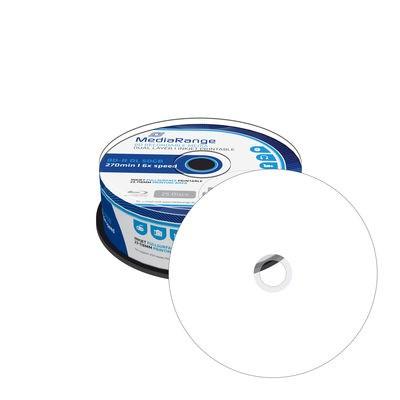 MediaRange MR510 BD-R DL 50 GB - 25 stk. cakebox, hvid - printbar Blu-ray billede