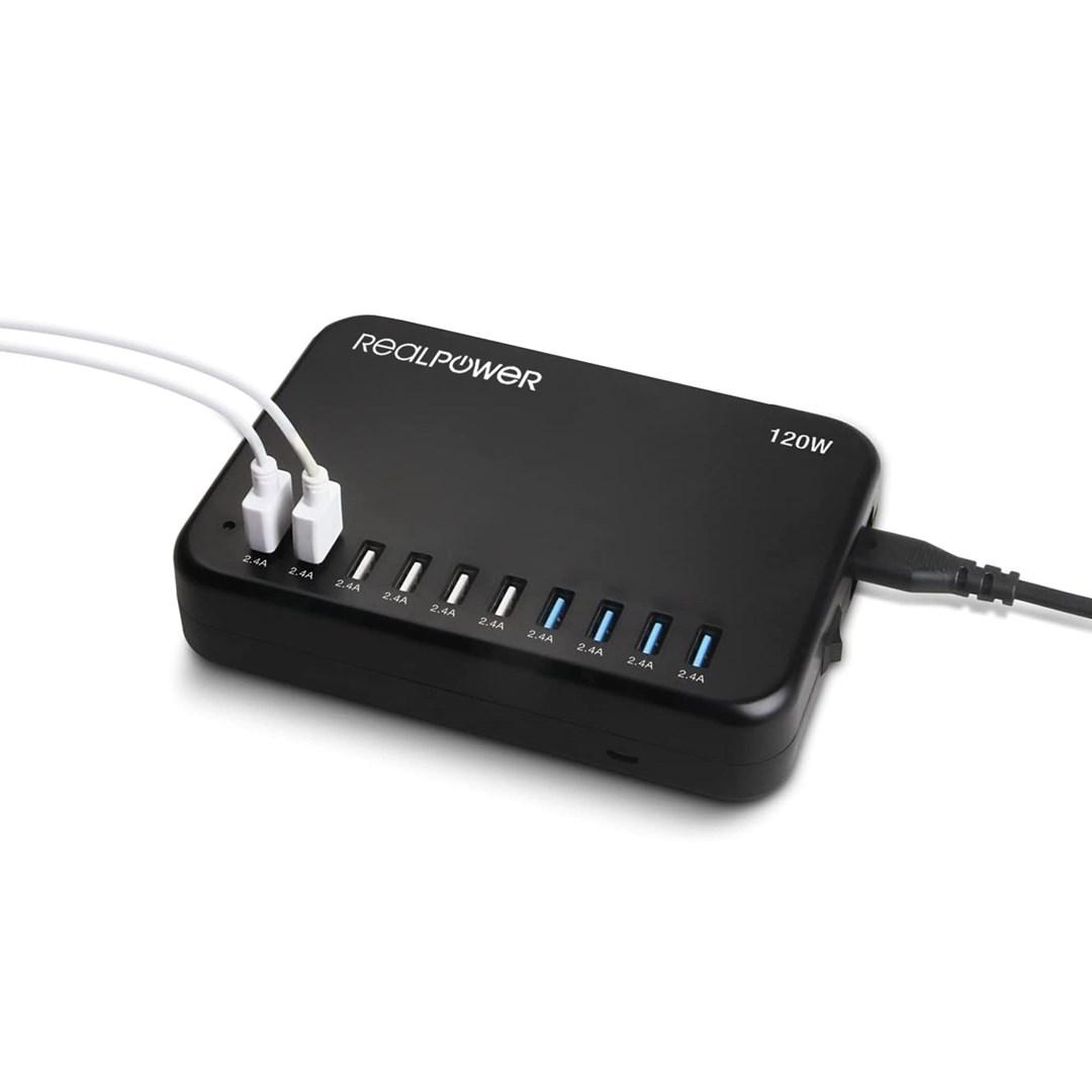 RealPower ladestation Power Station 120 - 120 W, 10x USB-A