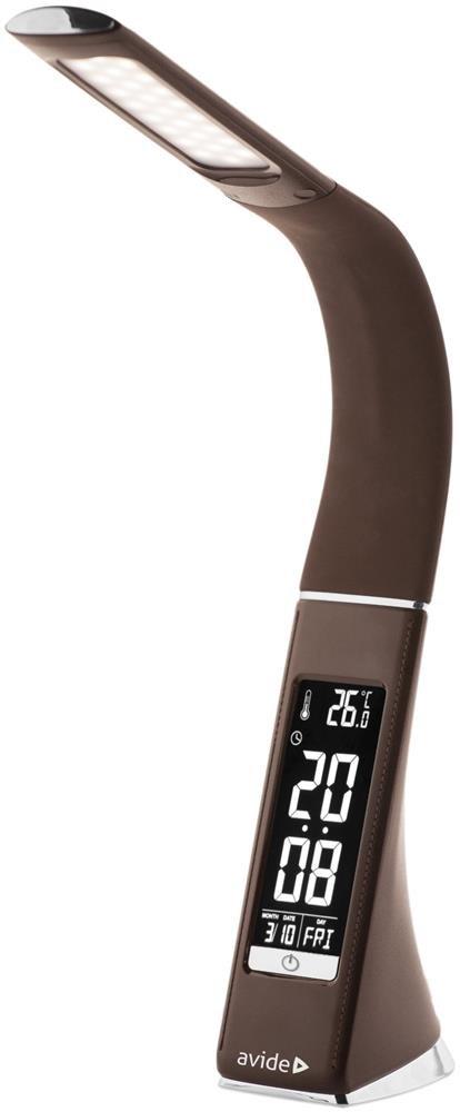 Avide bordlampe LED 6 W - brun med LCD‑display